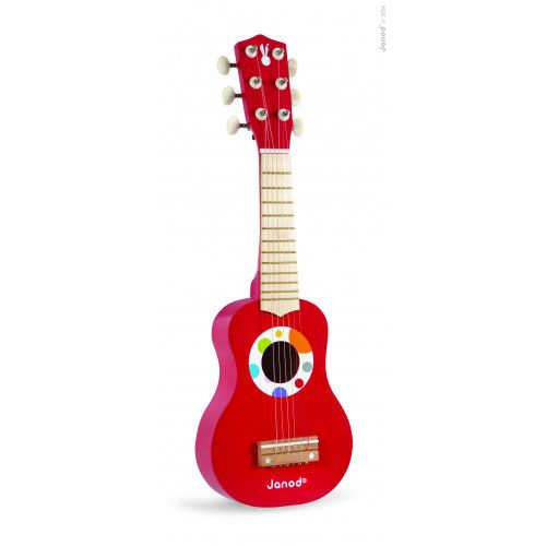 Ma Première Guitare Confetti en bois instrument musique rouge enfant à partir de 3 ans