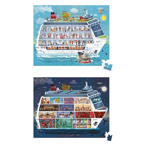 Valisette 2 puzzles bateau de croisière 100 et 200 pcs