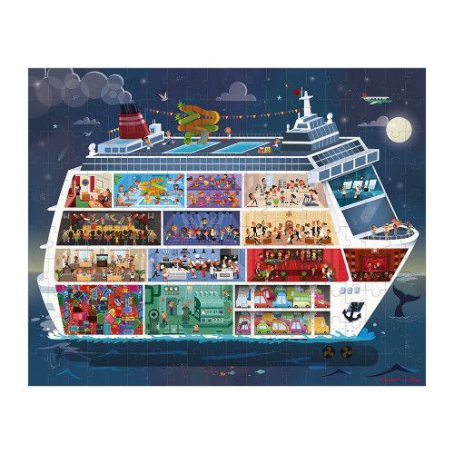 Valisette 2 puzzles bateau de croisière 100 et 200 pcs