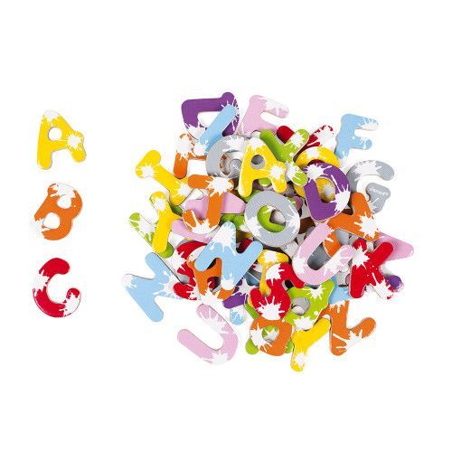 Malette 52 lettres magnétiques Splash en bois, alphabet, aimants, multicolore, tableau, pour enfant à partir de 3 ans JANOD