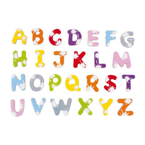 Lettres magnétiques multicolores - 52 magnets en bois Janod, aimants