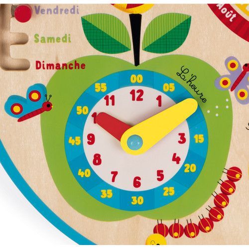 Calendrier Au Fil du Temps Français en bois agenda enfant à partir de 3 ans JANOD