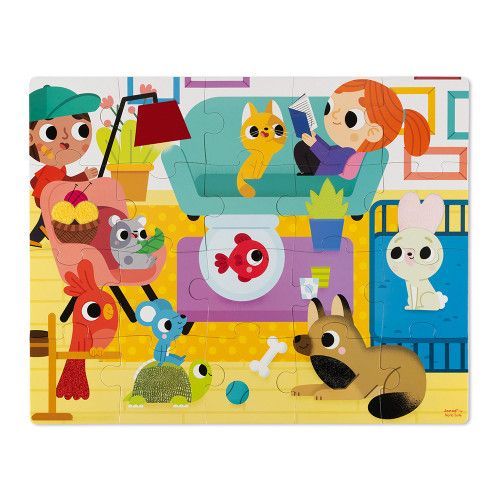 Janod Tactile Puzzle Pets - 20 Pcs - Ages 2+ - J02686