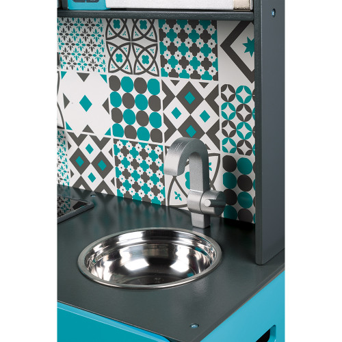 Maxi Cuisine Lagoon en bois sonore lumineuse bleu 15 accessoires enfant à partir de 3 ans