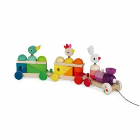 Janod Pure Pull Along Snail - Wooden 2-in1 Musical Toy - Ages 1+ - J05159