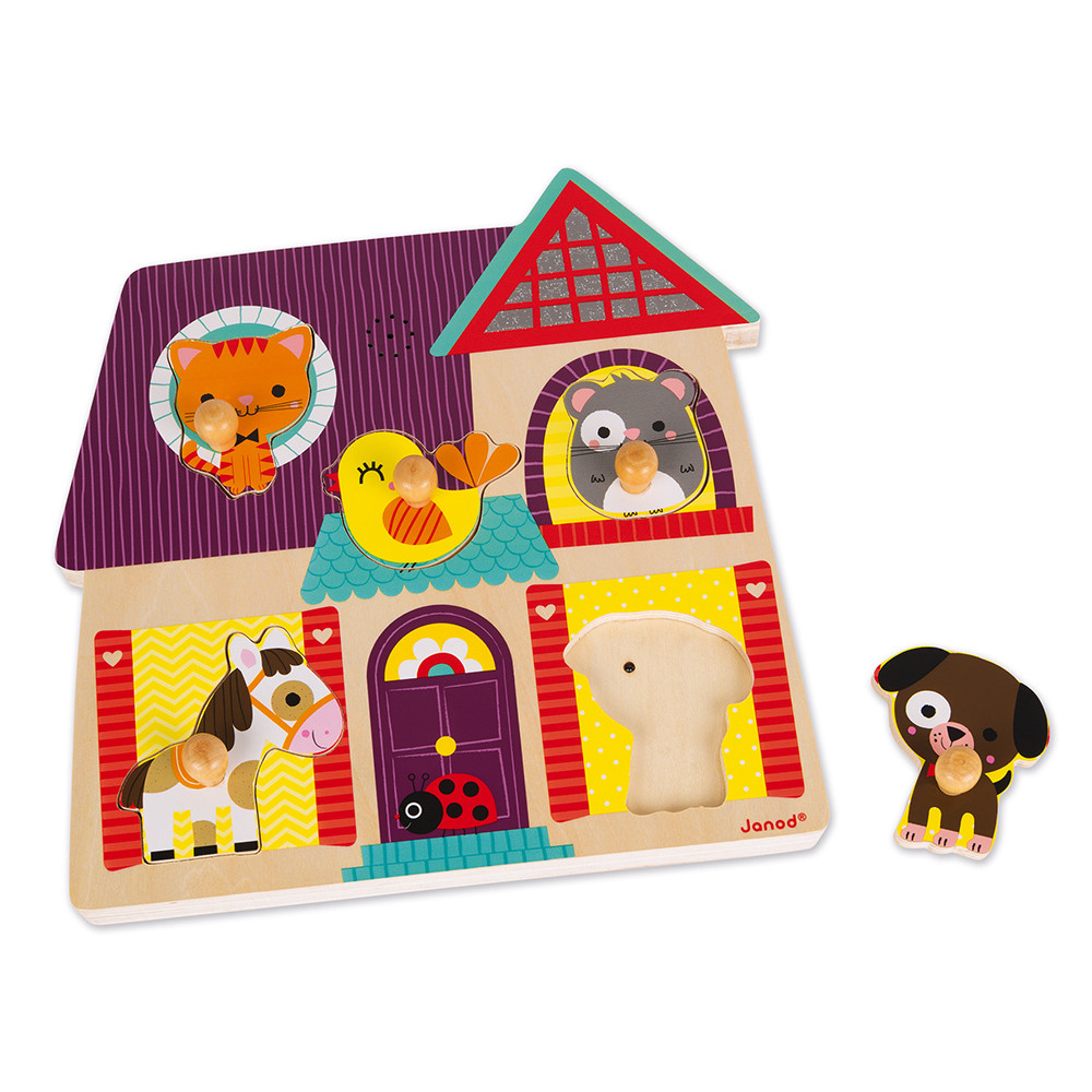 Small Foot Puzzle 3D De Madera Safari Con Sonidos | Tablero De 5 Animales Para Bebés De 1 Año, Incluye Elefante, León, Tigre Y Más