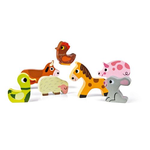 Chunky Puzzle Farm 7 pieces (wood) : Toddler puzzles Janod - J07055