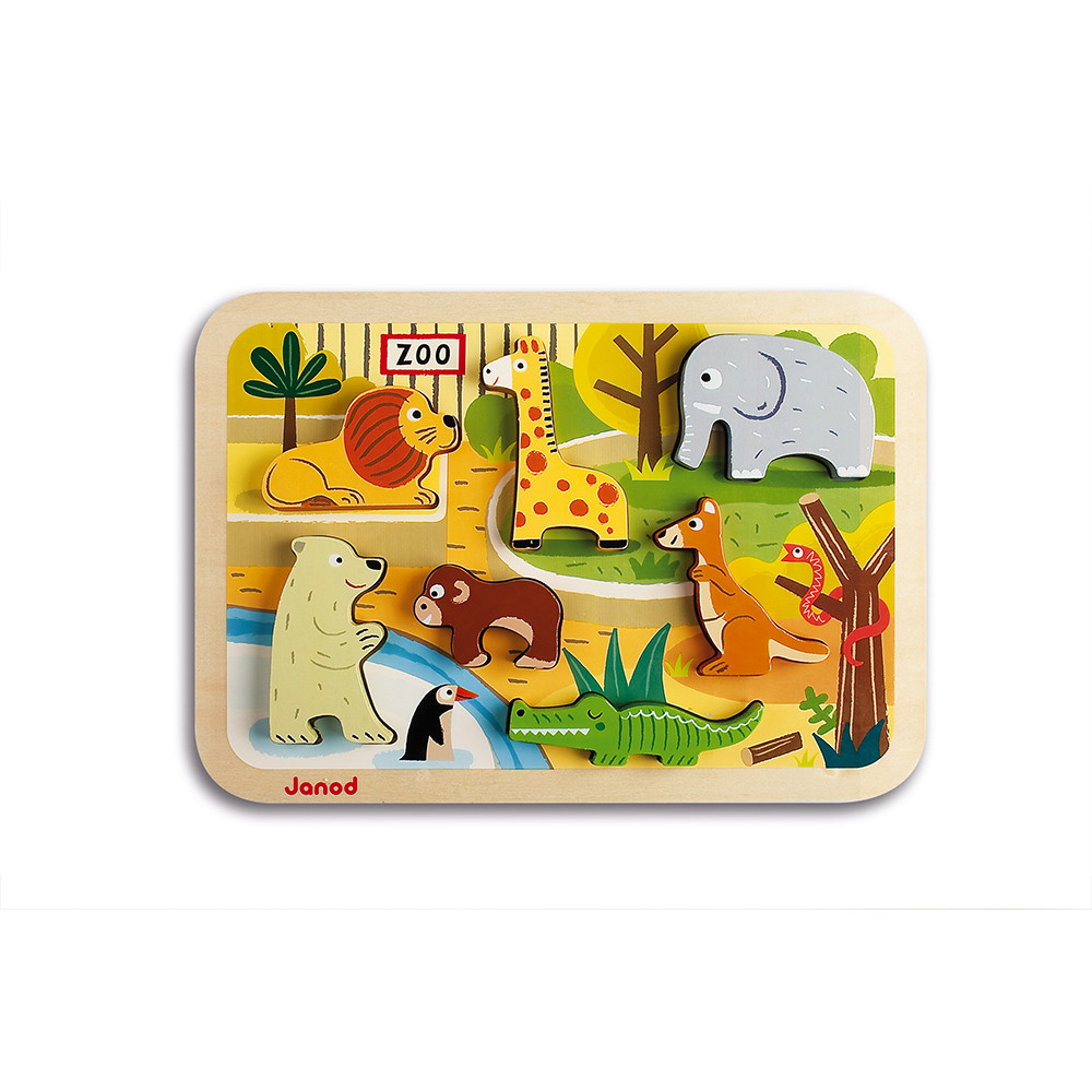 Chunky Puzzle Zoo 7 Teile (Holz) : Holz Puzzles für Kleinkinder Janod