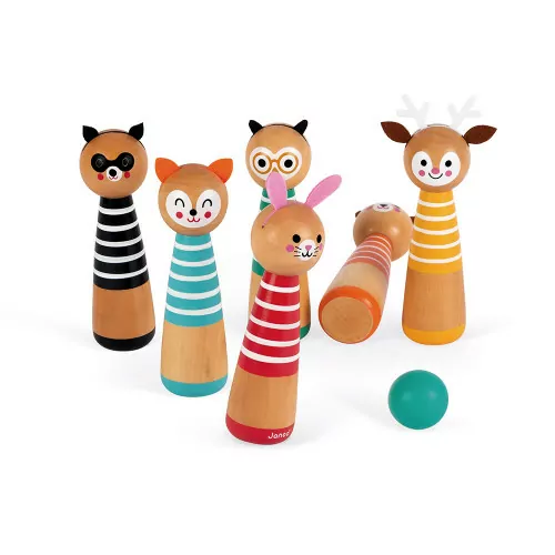 Quilles en bois - Jeu quilles animaux pour enfant dès 3 ans - Janod