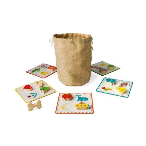 Jeu de Reconnaissance Tactile Memory Touch' en bois, mémo, éveil toucher, jeu de société, pour enfant à partir de 3 ans JANOD