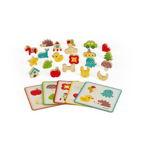 Jeu de Reconnaissance Tactile Memory Touch' en bois, mémo, éveil toucher, jeu de société, pour enfant à partir de 3 ans JANOD