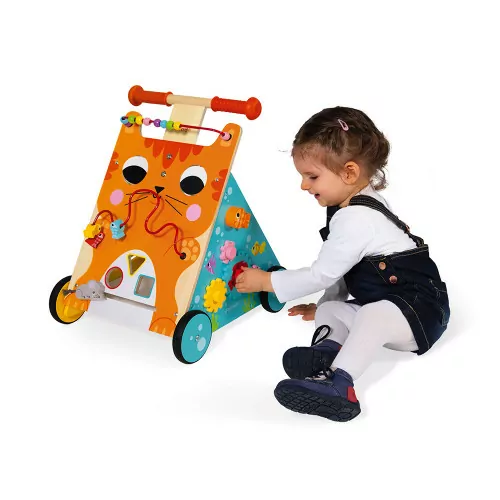 Chariot Multi-Activités Chat en bois éveil marche enfant à partir de 1 an