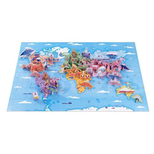 Puzzle éducatif géant Curiosités du Monde 350 pièces, carton, figurines, géographie, pour enfant dès 7 ans JANOD