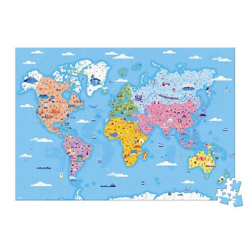 Puzzle géant - Puzzle éducatif monde pour enfant dès 7 ans Janod