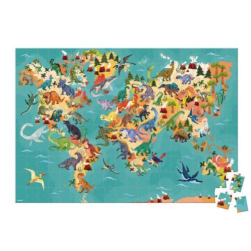 Puzzle éducatif géant Dinosaures 200 pièces, carton, 3D, figurines, pour enfant à partir de 6 ans JANOD