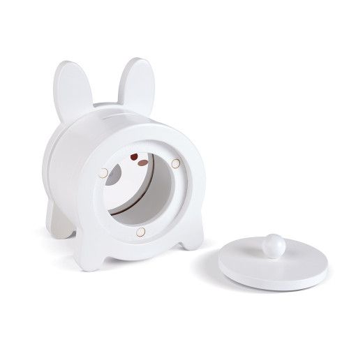 Tirelire Lapin en bois, transparente, décoration, blanche, magnétique, pour enfant à partir de 3 ans JANOD