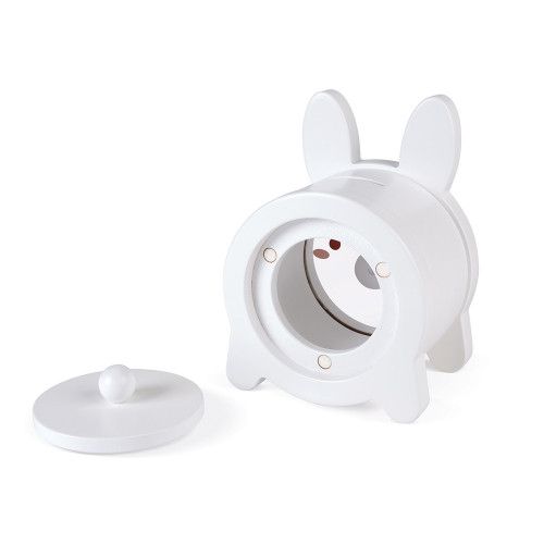 Tirelire Lapin en bois, transparente, décoration, blanche, magnétique, pour enfant à partir de 3 ans JANOD