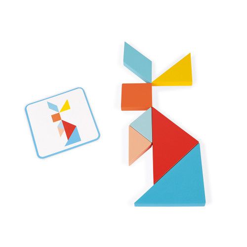 Tangram en bois - Jeu tangram logique pour enfant dès 2 ans - Janod