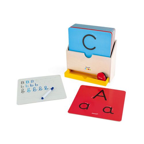 Apprendre à Ecrire - Essentiel en bois, lettres, alphabet, écriture, éducatif, motricité, pour enfant à partir de 3 ans JANOD