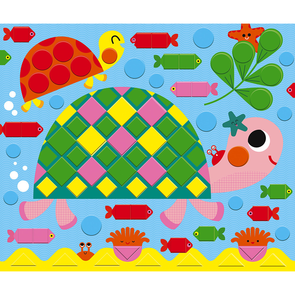 Kit DIY Mosaïque Enfant 10 Modèles - Autocollants Scintillants, Crayons Aquarelle, Pincette - 3-8 Ans