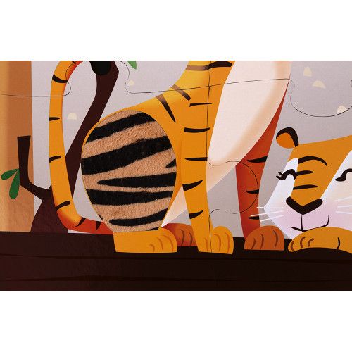 Puzzle Tactile 'Journée Zoo' 20 pièces, carton, éveil motricité bébé, animaux, toucher, pour enfant à partir de 2 ans JANOD