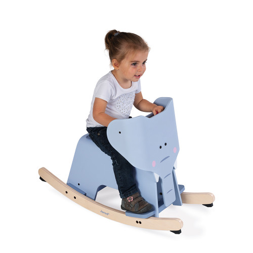 Eléphant à bascule en bois, éveil motricité équilibre, pour enfant à partir de 12 mois JANOD