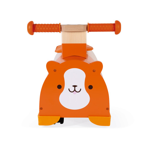 Porteur multidirectionnel Hamster en bois, orange, trotteur, éveil motricité, équilibre bébé, pour enfant dès 12 mois JANOD