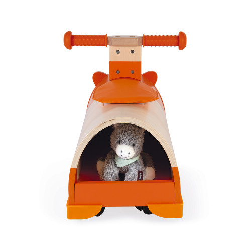 Porteur multidirectionnel Hamster en bois, orange, trotteur, éveil motricité, équilibre bébé, pour enfant dès 12 mois JANOD