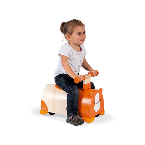 Porteur multidirectionnel Hamster en bois, orange, trotteur, éveil motricité, équilibre bébé, pour enfant dès 12 mois JANOD