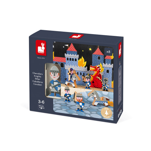 Janod MINI STORY KNIGHTS Wooden Toy Box Set Toddler/Child Figures BN 