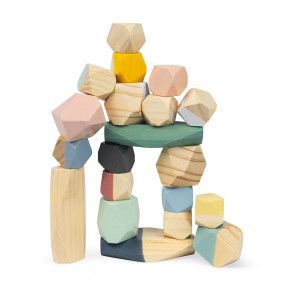 2 Set Hölzerner Balancing-Spiel stapelbare bunte Bausteine ​​für zu Hause 