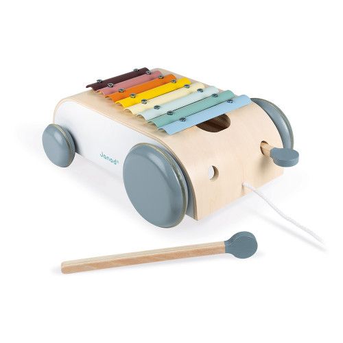 Xylo roller sweet cocoon en bois, xylophone, jouet à tirer, éveil musical sonore, motricité bébé, pour enfant dès 18 mois JANOD