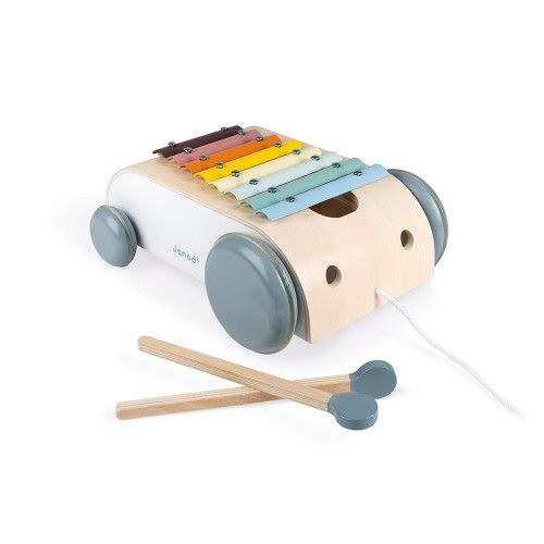 Xylo roller sweet cocoon en bois, xylophone, jouet à tirer, éveil musical sonore, motricité bébé, pour enfant dès 18 mois JANOD