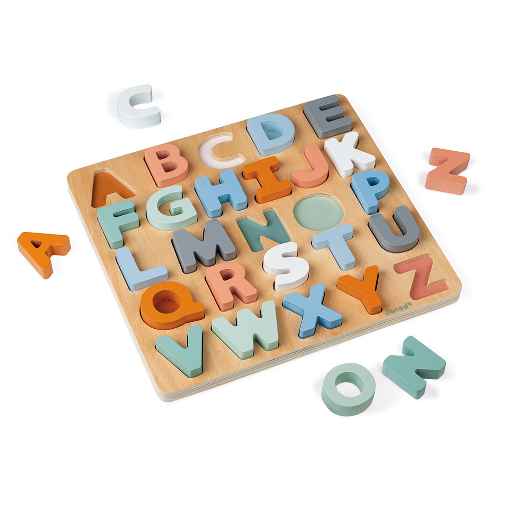 Puzzle En Bois Alphabet ABC - 26 Lettres Colorées, Jouet éducatif Montessori Pour Enfants