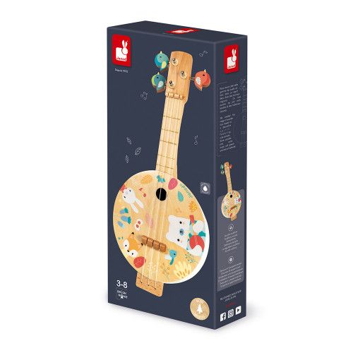 Banjo Pure en bois, instrument imitation musique, éveil musical sonore, pour enfant à partir de 3 ans JANOD