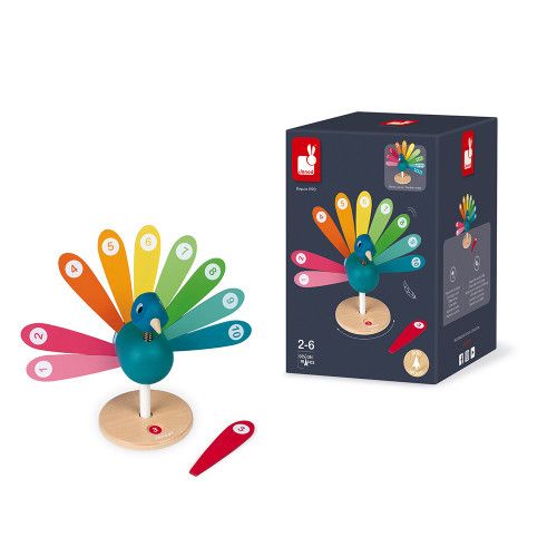 J'Apprends à Compter - Paon en bois, chiffres, nombres, éducatif, couleurs, pour enfant dès 2 ans JANOD