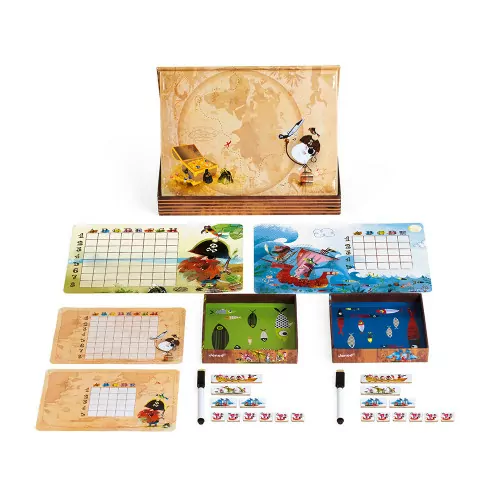 Bataille Navale Pirates, jeu de société, magnétique, famille, stratégie logique, pour enfant à partir de 5 ans JANOD