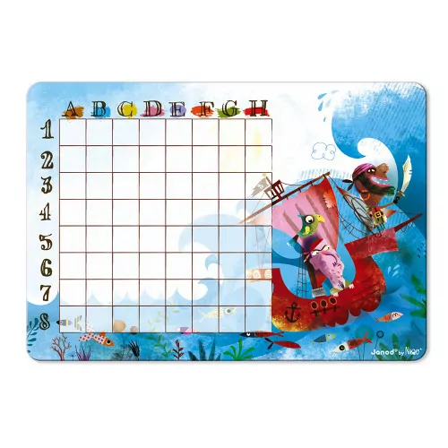 Bataille Navale Pirates, jeu de société, magnétique, famille, stratégie logique, pour enfant à partir de 5 ans JANOD