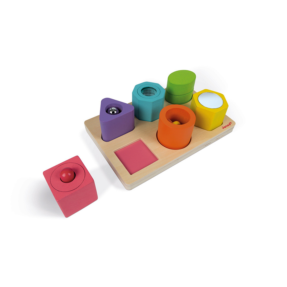 Puzzle 6 cubes sensoriels I wood (bois) : Cubes & Pyramides Janod - J05332