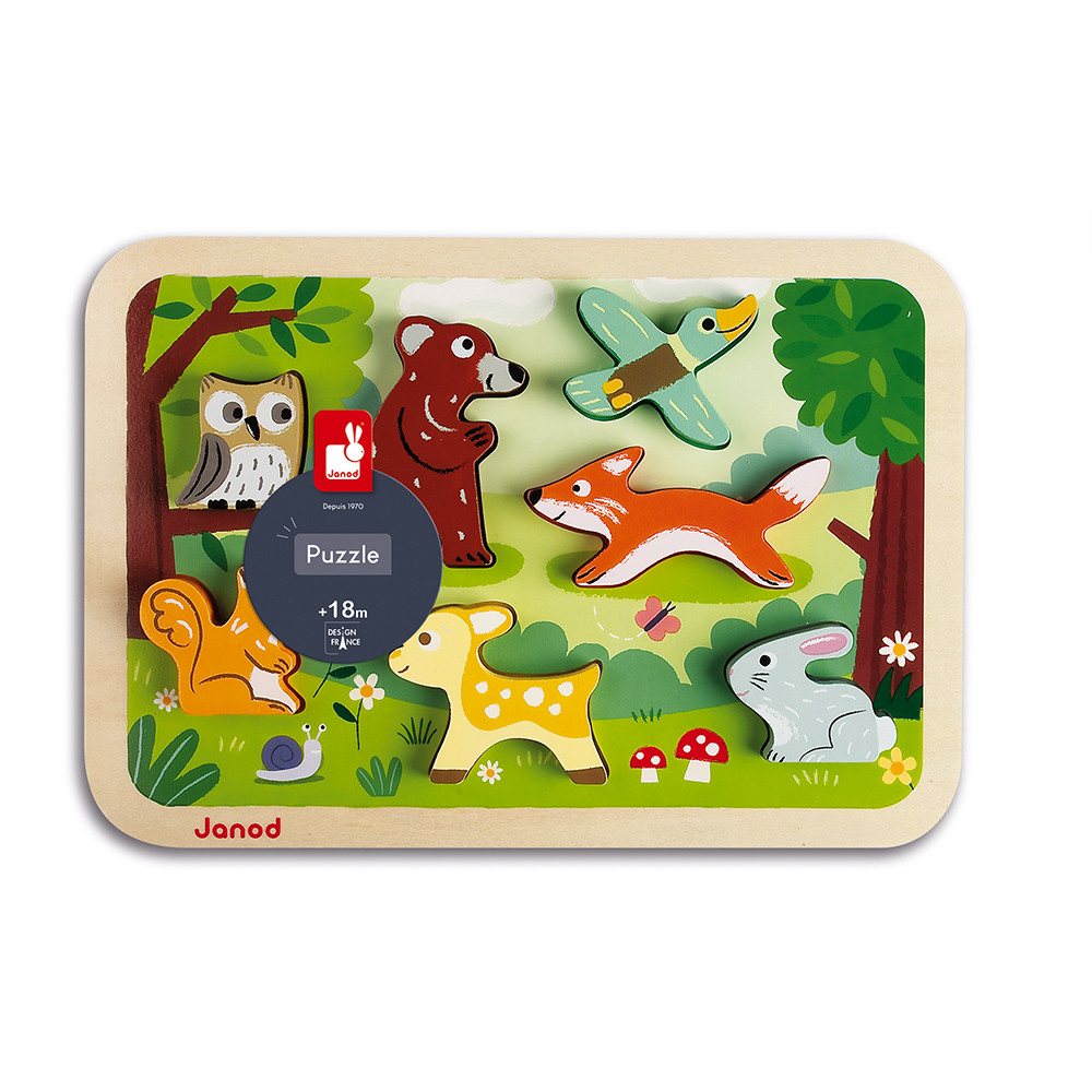 Chunky Puzzle Forest 7 pieces (wood) Toddler wooden puzzles Janod