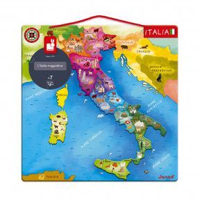 Mapa Magnético de Italia 20 piezas (madera)