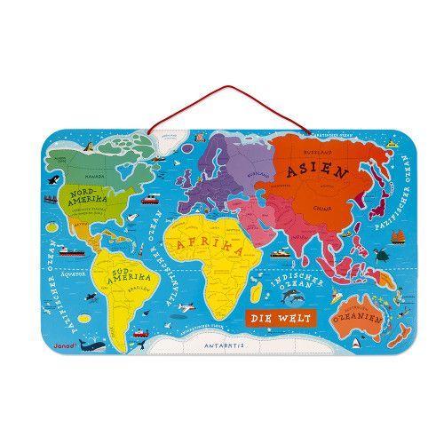 Puzzle Carte Monde Magnétique 92 pièces Espagnol : Puzzles magnétiques  Janod - J05503