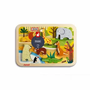 Janod - Puzzle tactile - Premiers Animaux (4 pcs) - Le Petit Zèbre