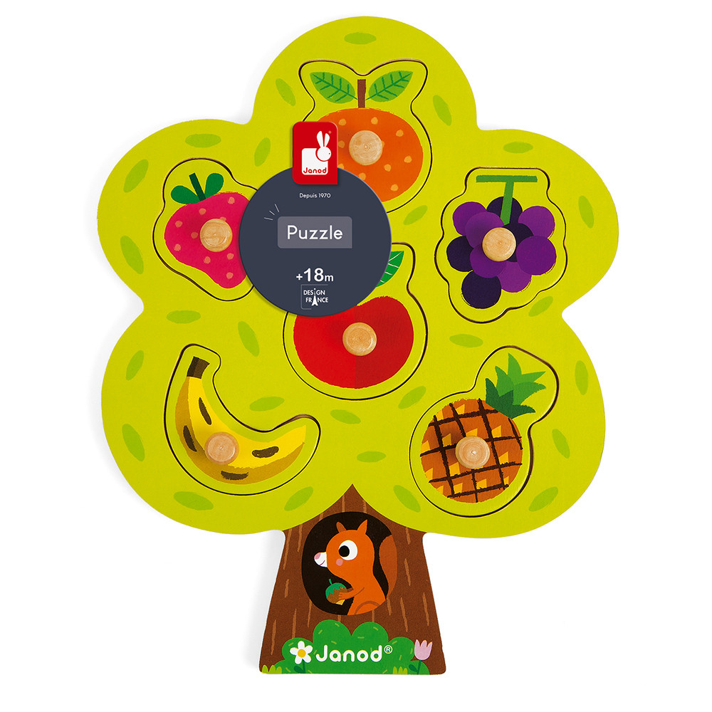 Puzle Encajable Árbol Goloso 6 piezas (madera) : Puzzles de madera Primera infancia Janod J07061 - Puzzles de madera Primera infancia
