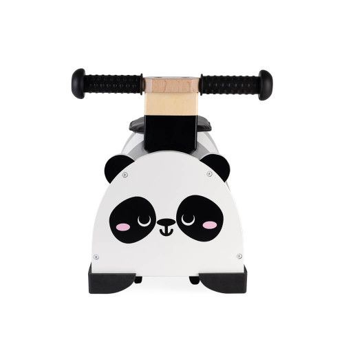 Porteur multidirectionnel Panda en bois, trotteur, éveil motricité bébé, équilibre, noir et blanc, pour enfant dès 12 mois JANOD