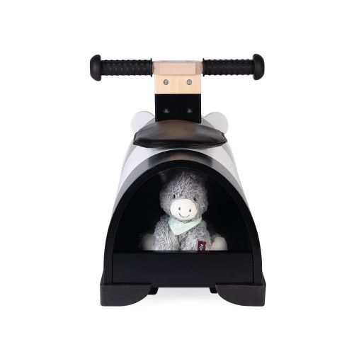 Porteur multidirectionnel Panda en bois, trotteur, éveil motricité bébé, équilibre, noir et blanc, pour enfant dès 12 mois JANOD