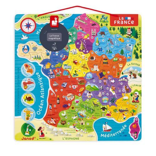 Puzzle magnétique France - Puzzle JANOD de 93 pièces pour reconstituer la  carte de France