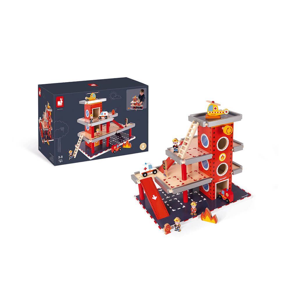 large wooden fire station