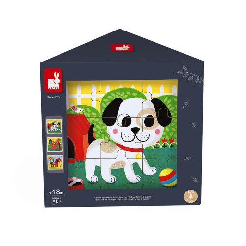 Wooden Dogs Toy Puzzle Set