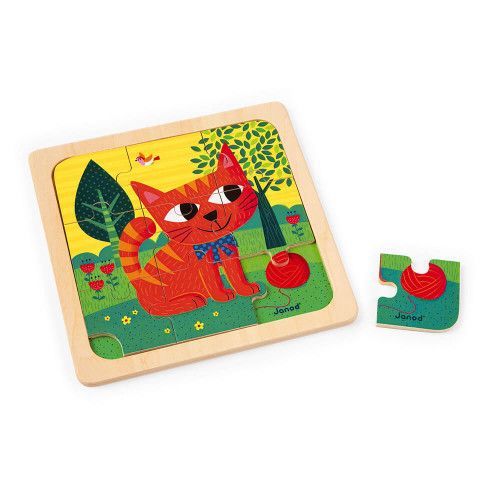 Titus Dog Puzzle 9 pieces (wood) : Toddler wooden puzzles Janod - J07066